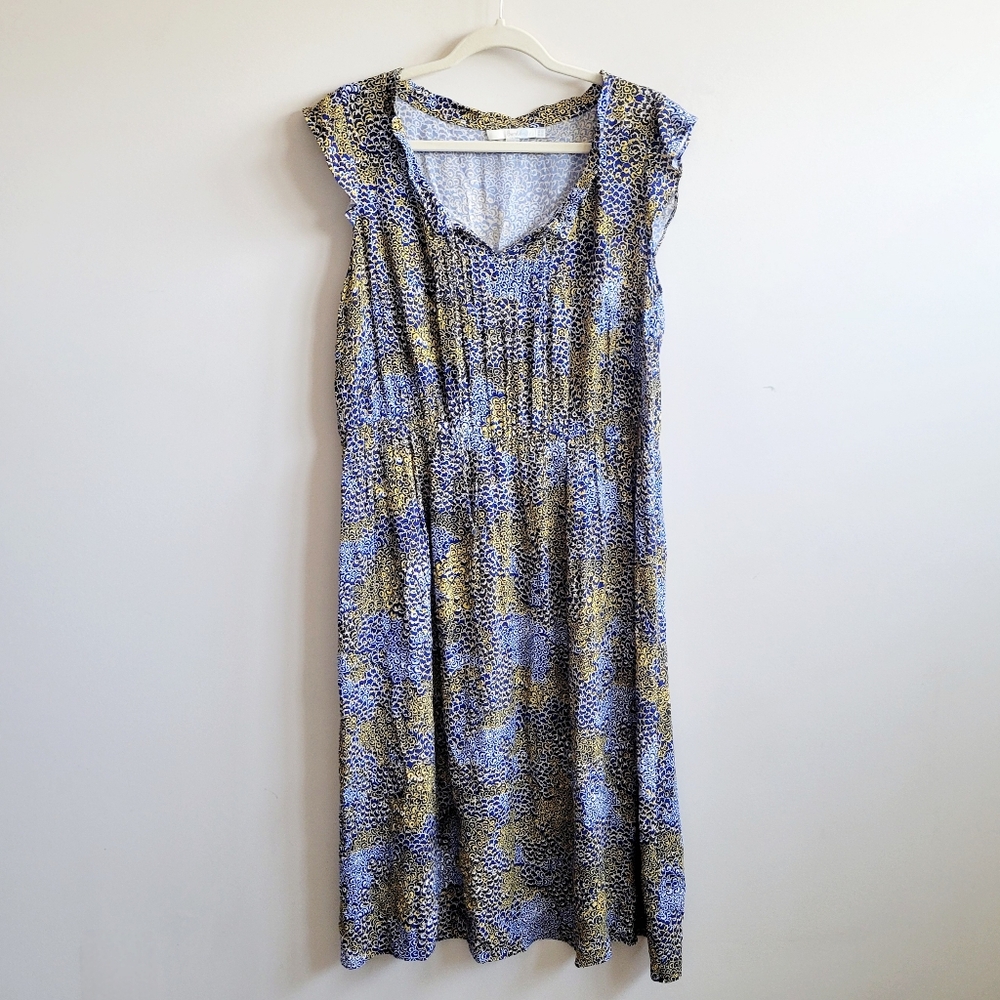 Boden TALL Sleeveless Ruffle‎ Sleeveless Dress Navy Blue Floral